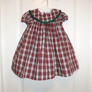 BAILEY BOYS Red Green Plaid Bishop Collar Dress 12M Ribbon Tulle Xmas Holi TBBC